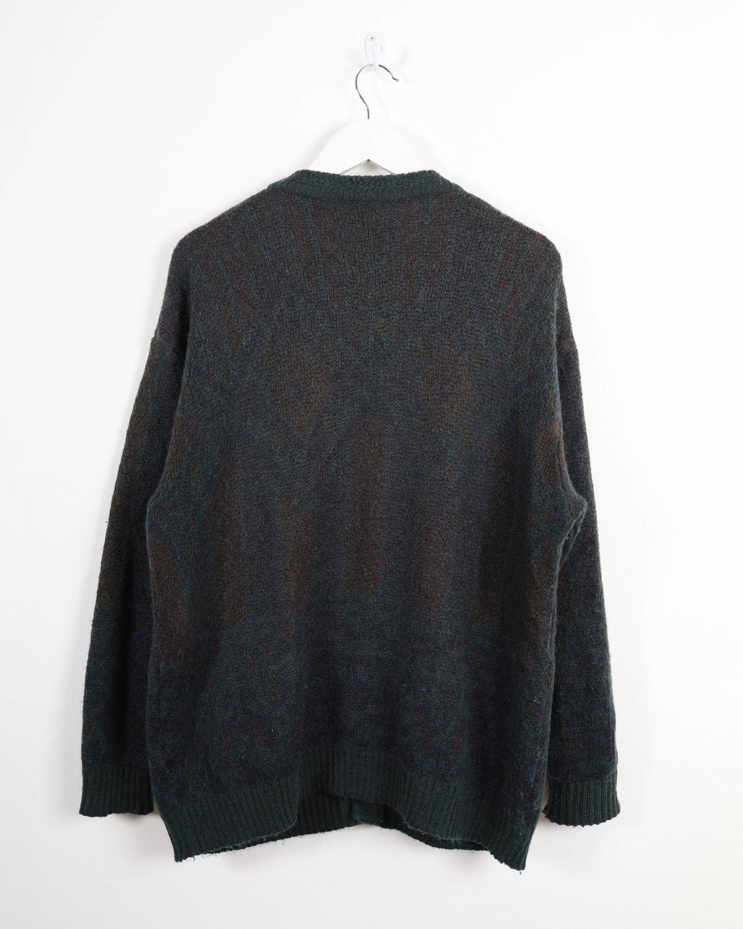 Cardigan Vintage Wool Button Shoulder Suede