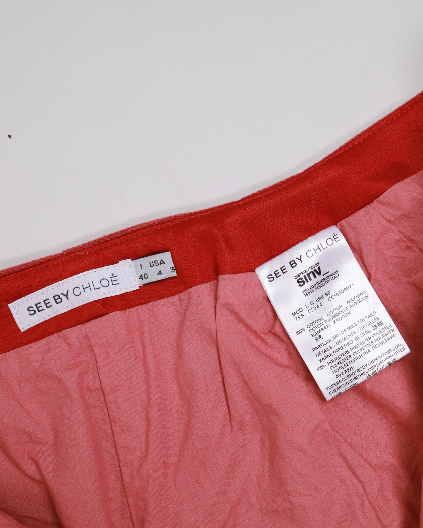 See by Chloé Asymmetric Skirt in Pink Salmon Size 40