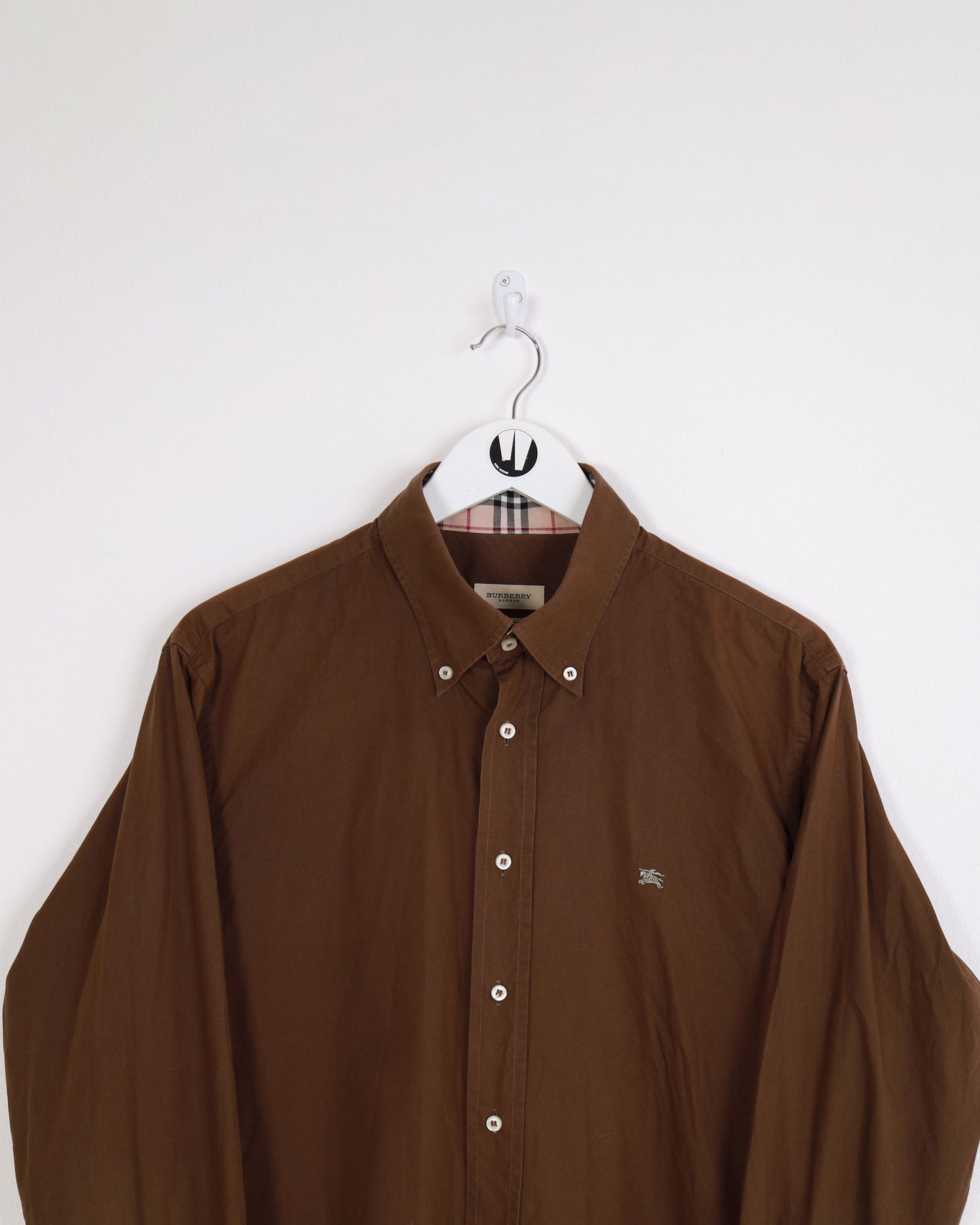 W’ Burberry Slim Fit Nova Check Long Sleeve Shirt Brown XL