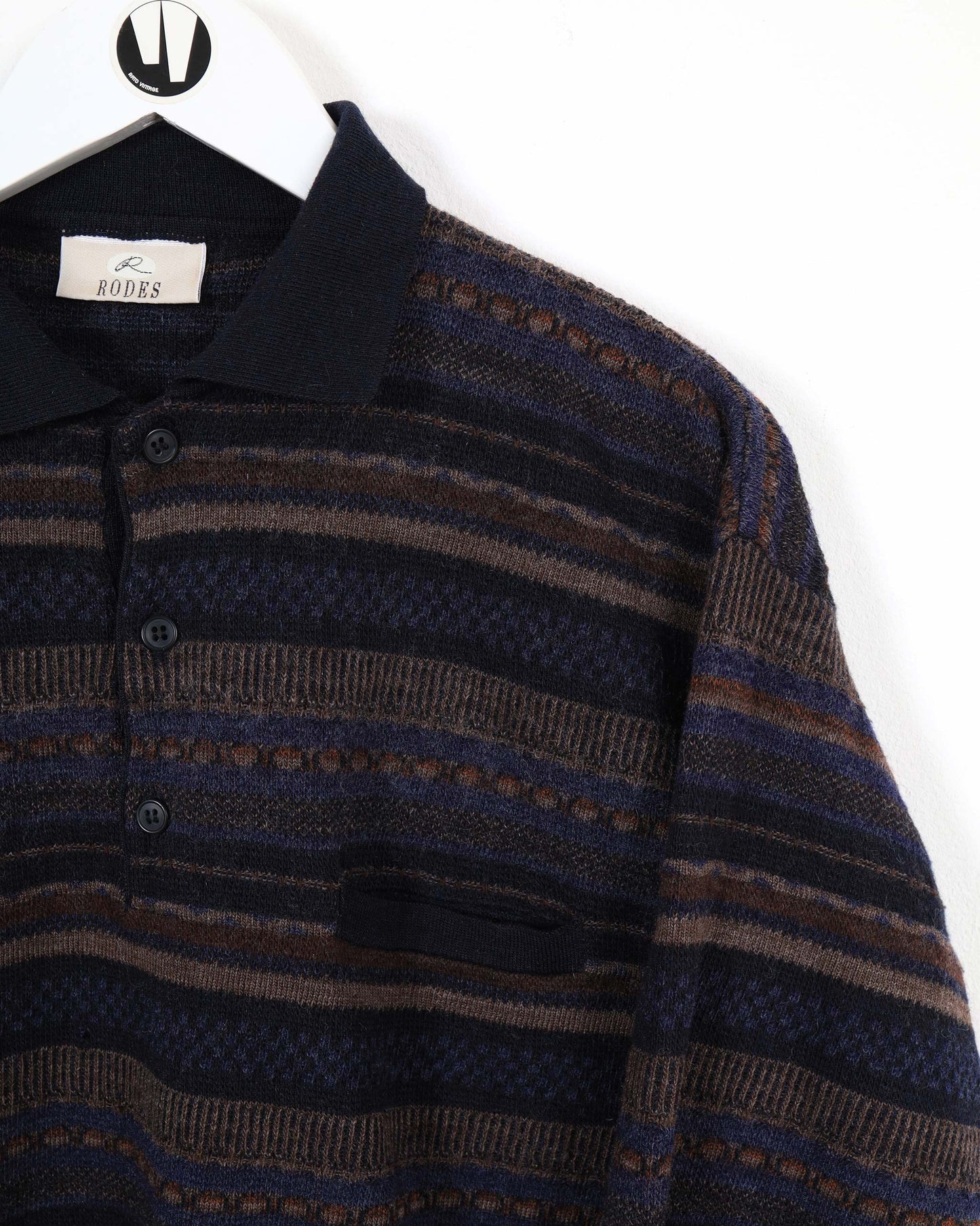 Maglione in lana lavorato a maglia con collo a ¼ Rodes vintage