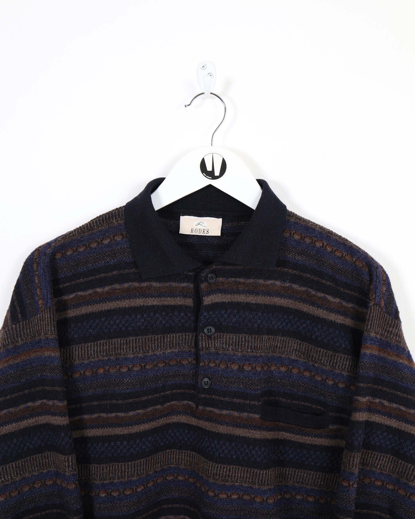 Maglione in lana lavorato a maglia con collo a ¼ Rodes vintage