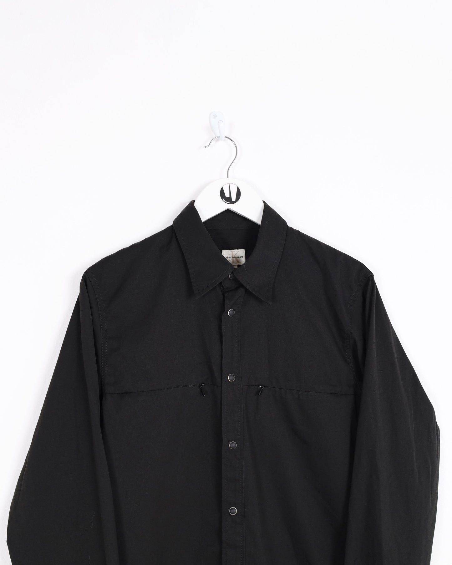 Calvin Klein Snap Long Sleeve Shirt in Black L