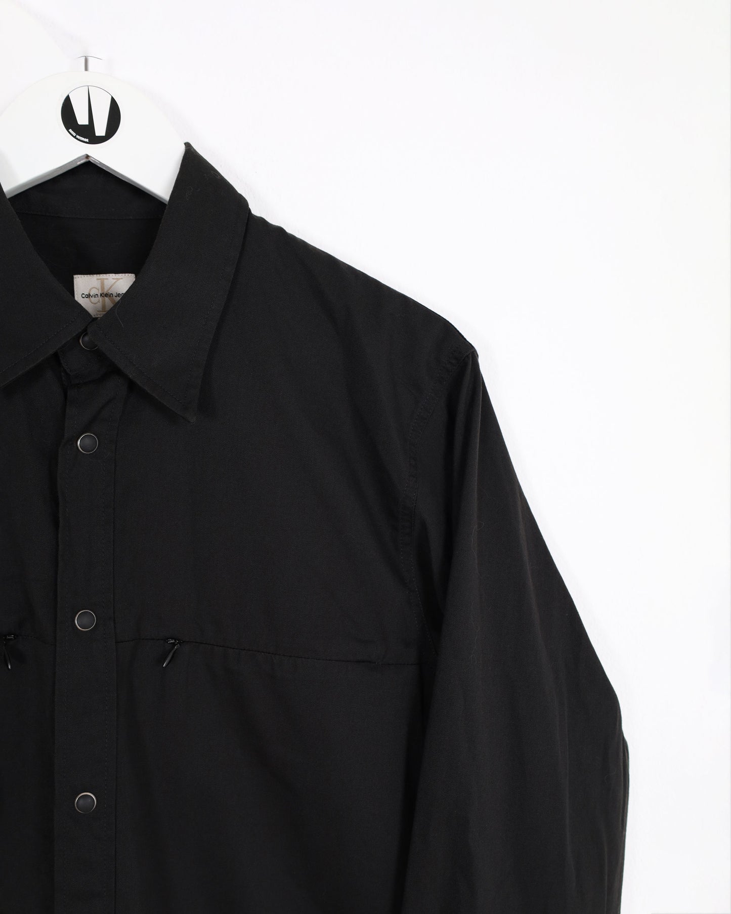 Calvin Klein Snap Long Sleeve Shirt in Black L