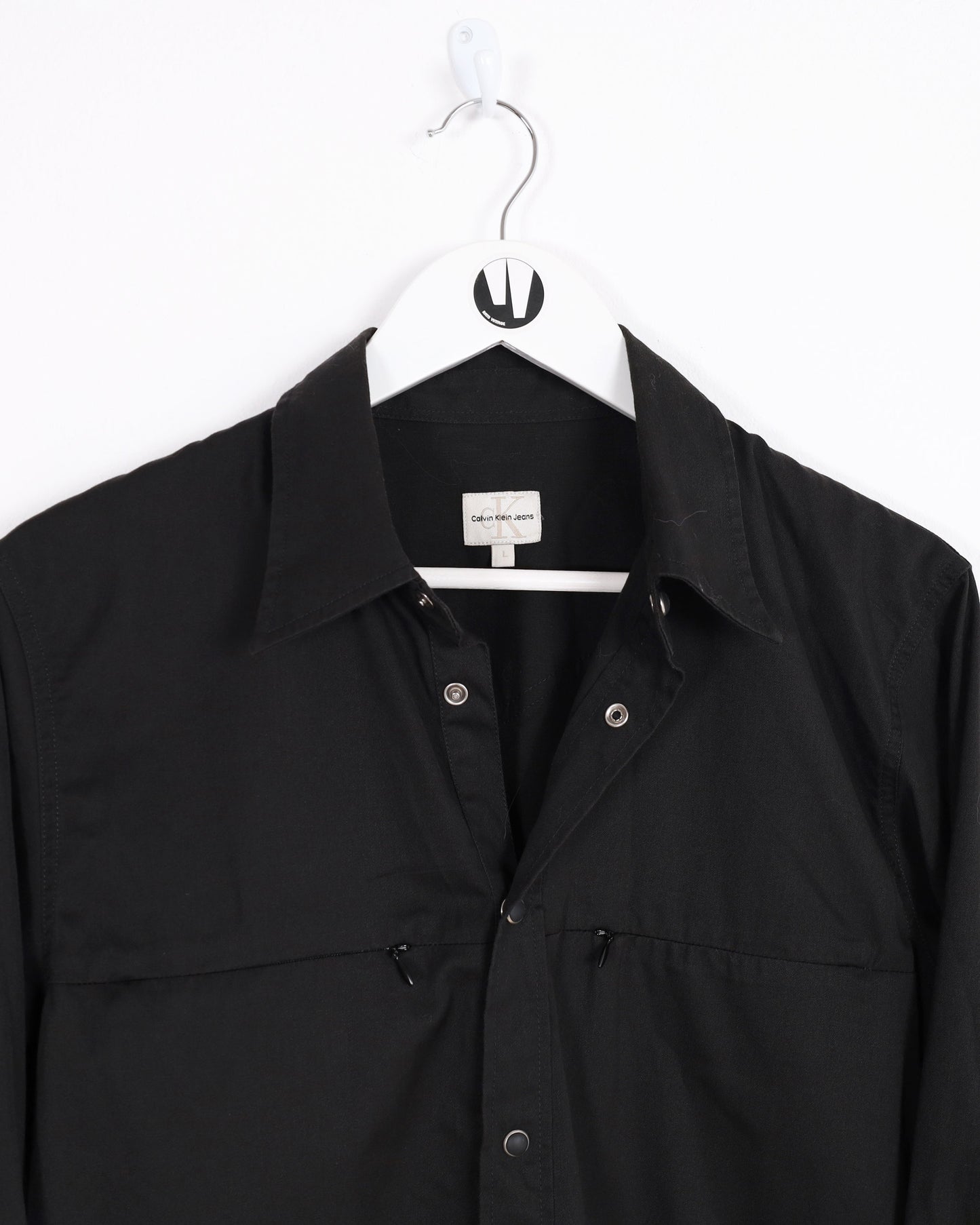 Calvin Klein Snap Long Sleeve Shirt in Black L