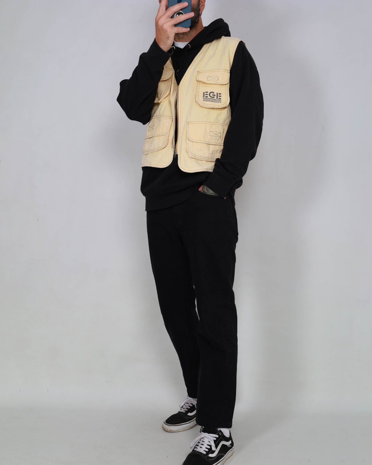 Egemony Zipped Fisherman Vest in Yellow L