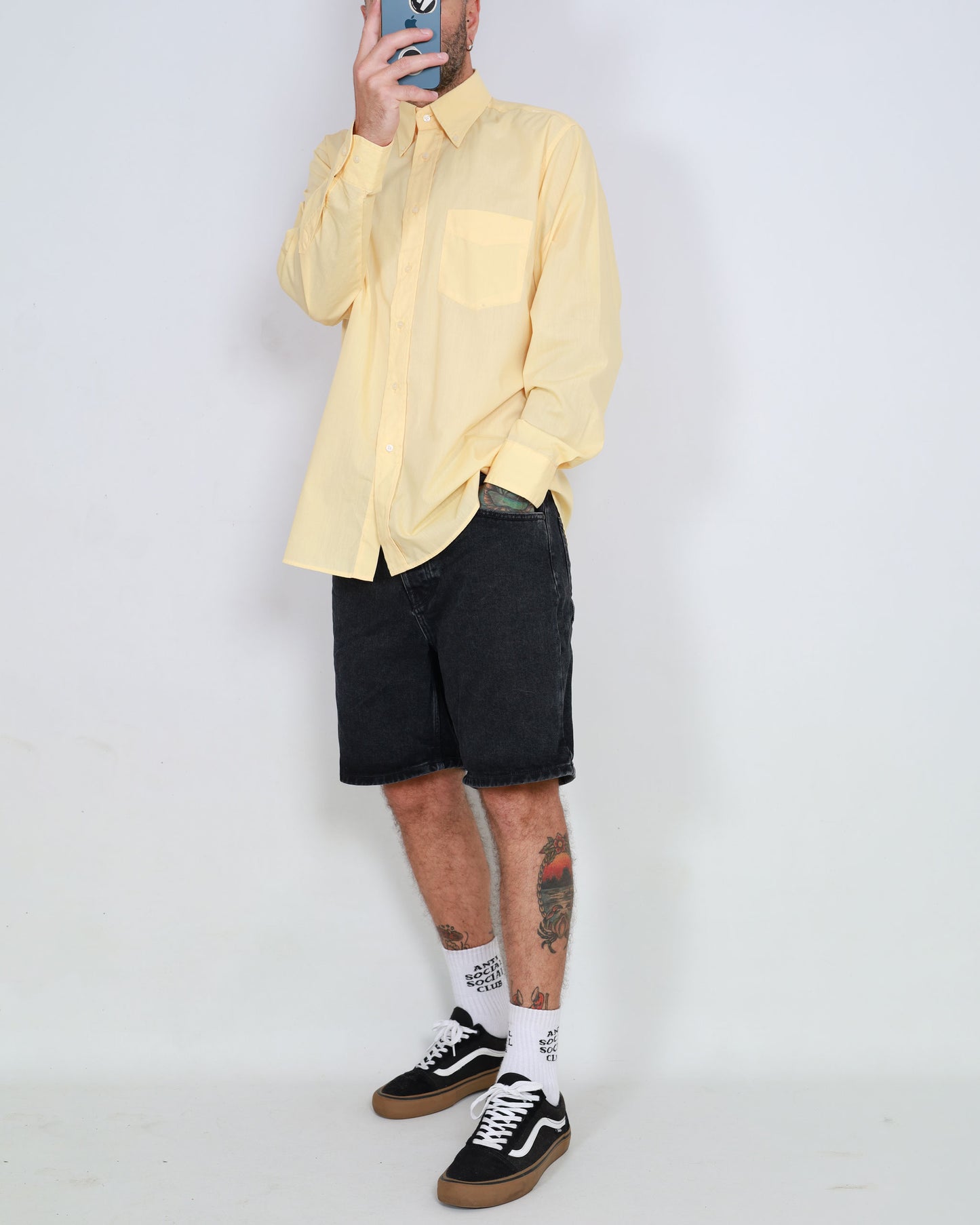 Oxer Button Up Long Sleeve Shirt in Yellow L