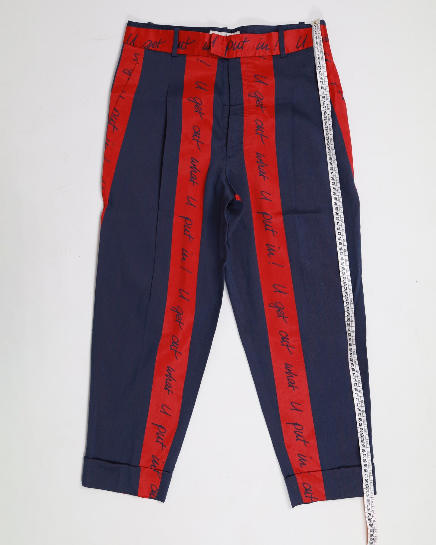 Vivienne Westwood Tapered Fit Slogan Dave Trousers Navy/Red 42