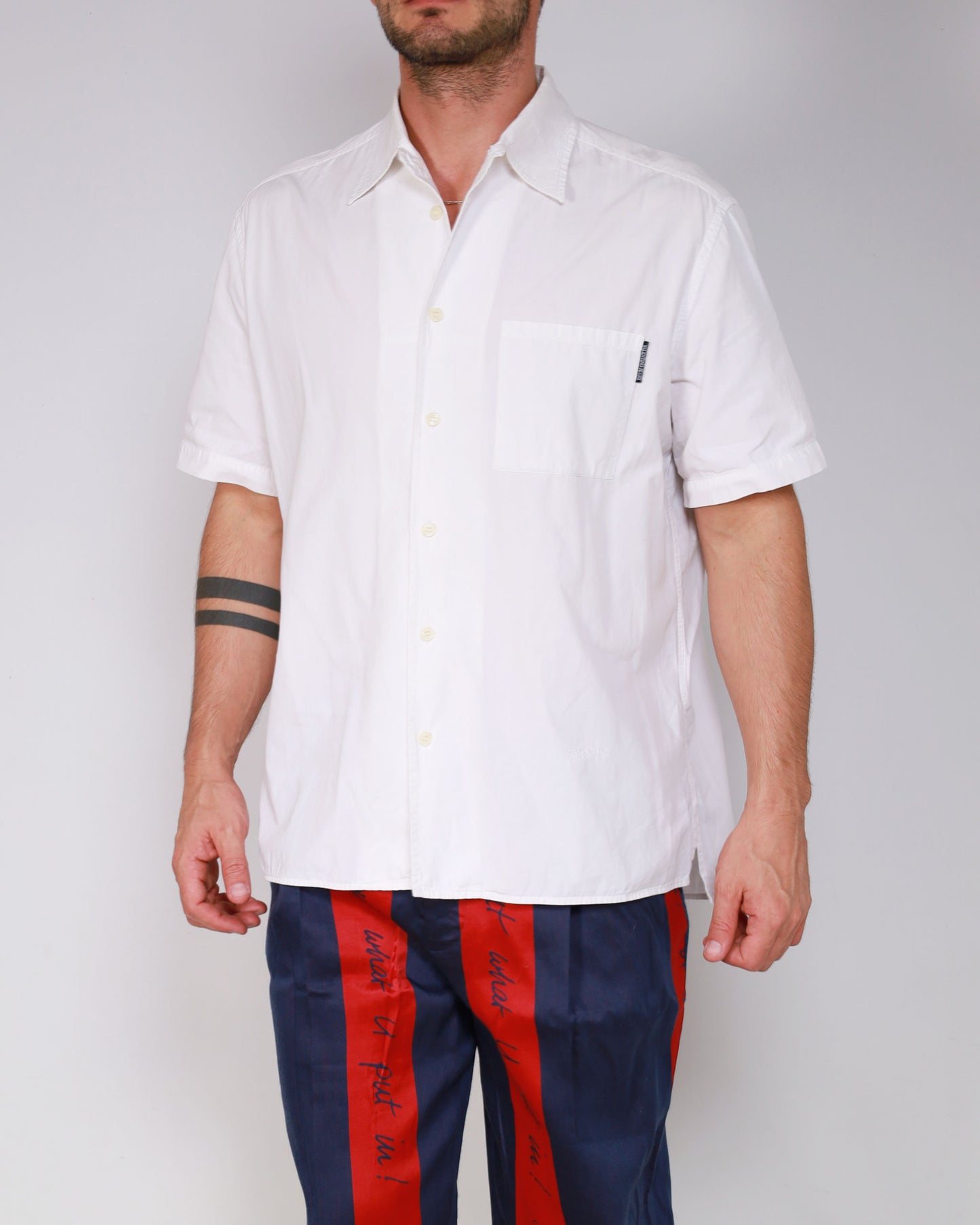 Valentino Short Sleeve Plain Shirt with Logo M White